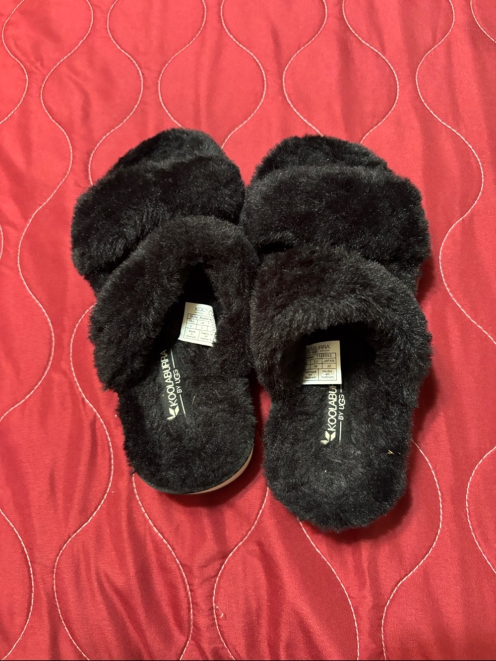 Koolaburra Black Plush Slide Slippers